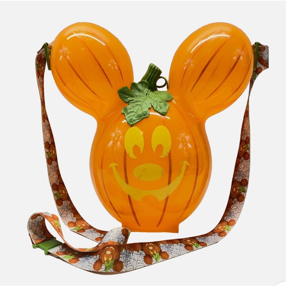 Disney Parks Mickey Mouse Halloween Pumpkin Popcorn Balloon Head w/ Strap